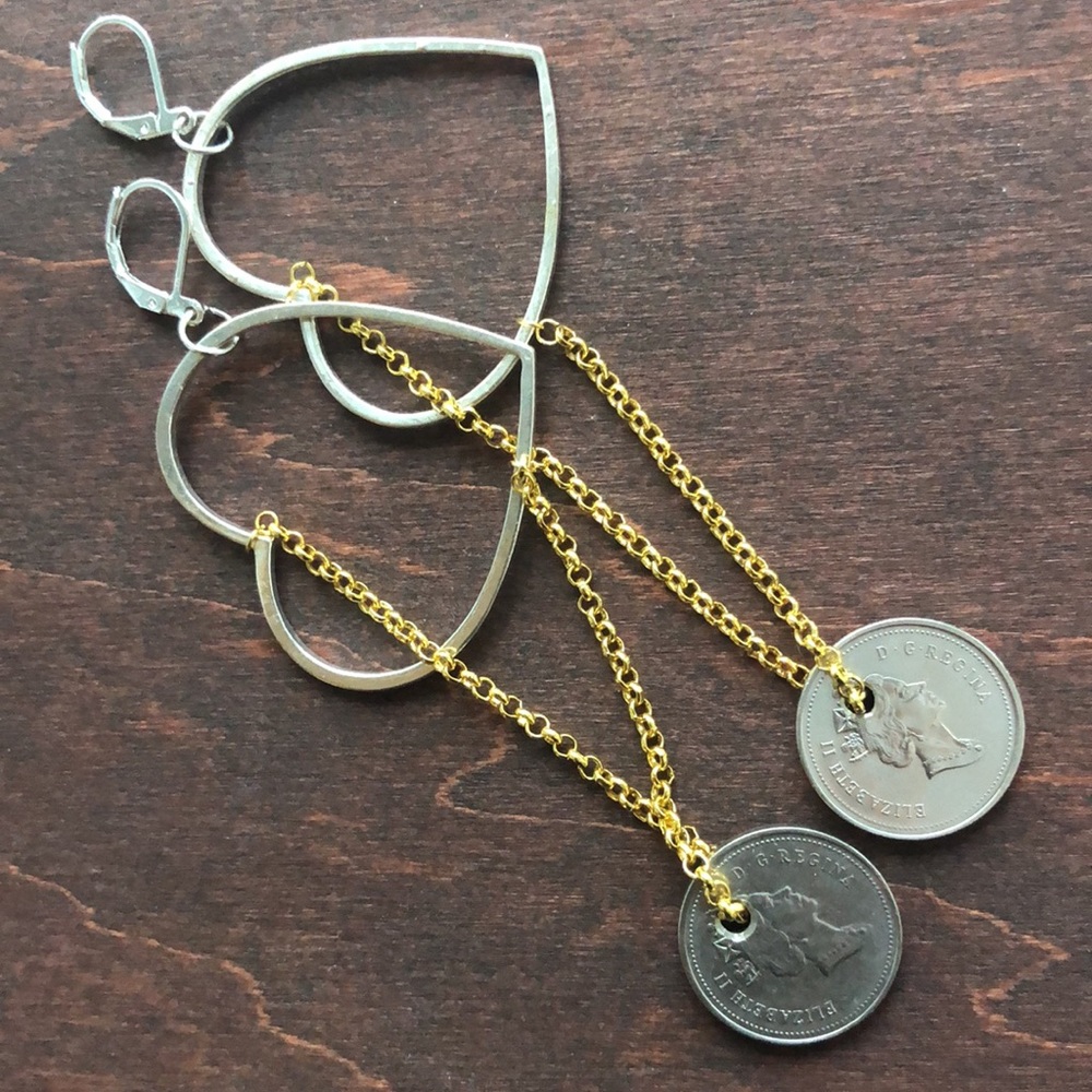 ♦️Limited Edition♦️Unique FULLY HANDMADE 925 Earring With Real Canada Coin